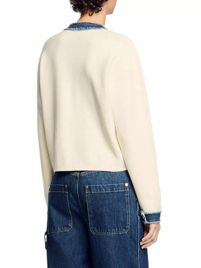 Sandro Cardigan with Denim Details 3