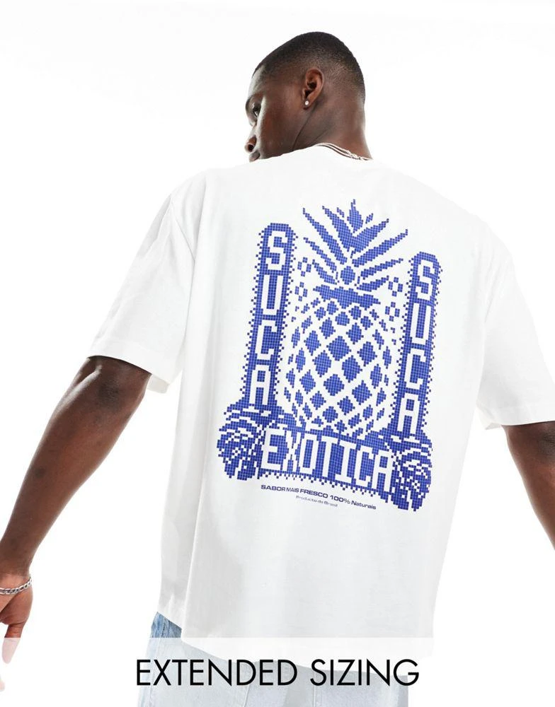 ASOS ASOS DESIGN oversized t-shirt in white with pineapple back print 1