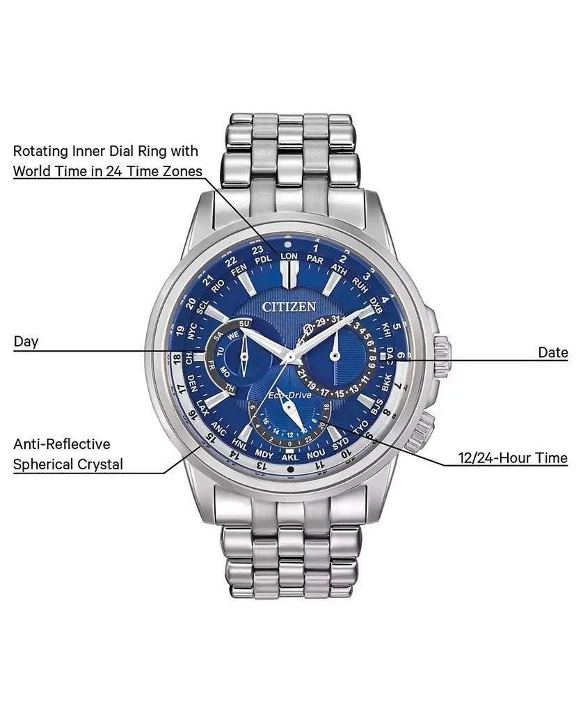 Citizen Men's Eco-Drive Calendrier Stainless Steel Bracelet Watch 44mm BU2021-51L 8