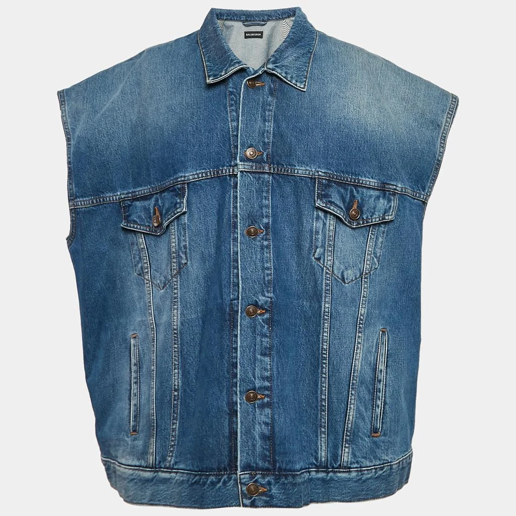 Balenciaga Balenciaga Blue Checked Cotton and Denim Layered Jacket S 2