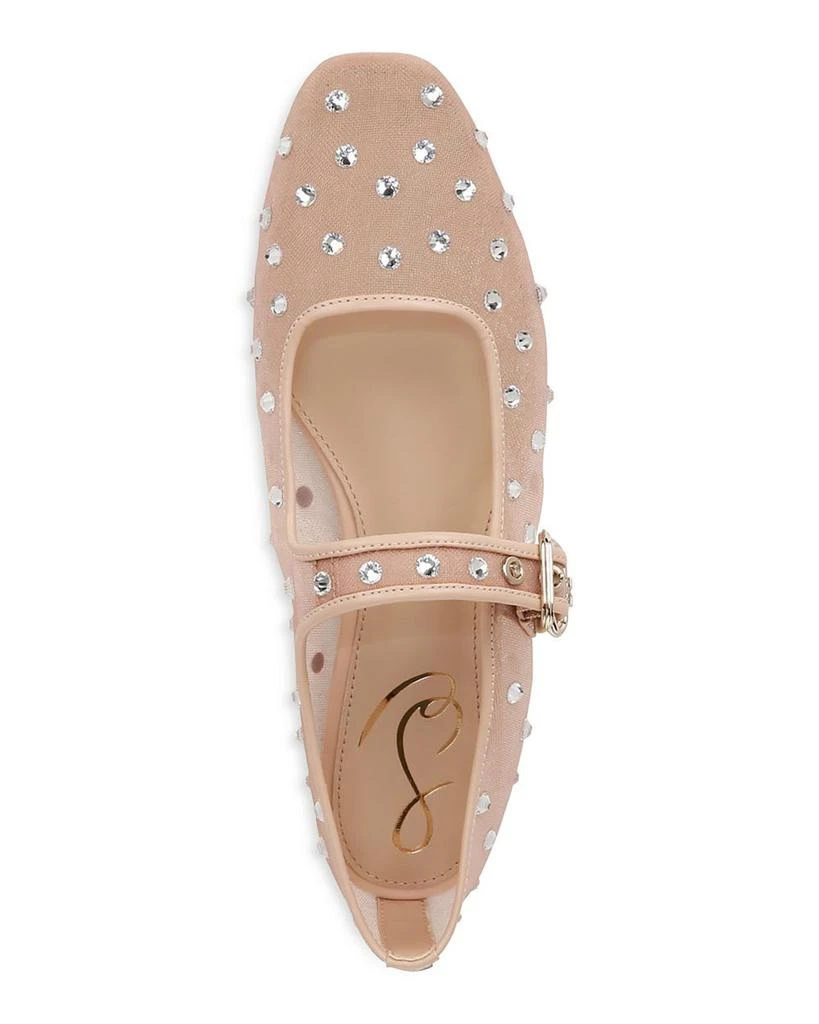 Sam Edelman Women's Michaela Square Toe Gem Embellished Mesh Mary Jane Shoes 4