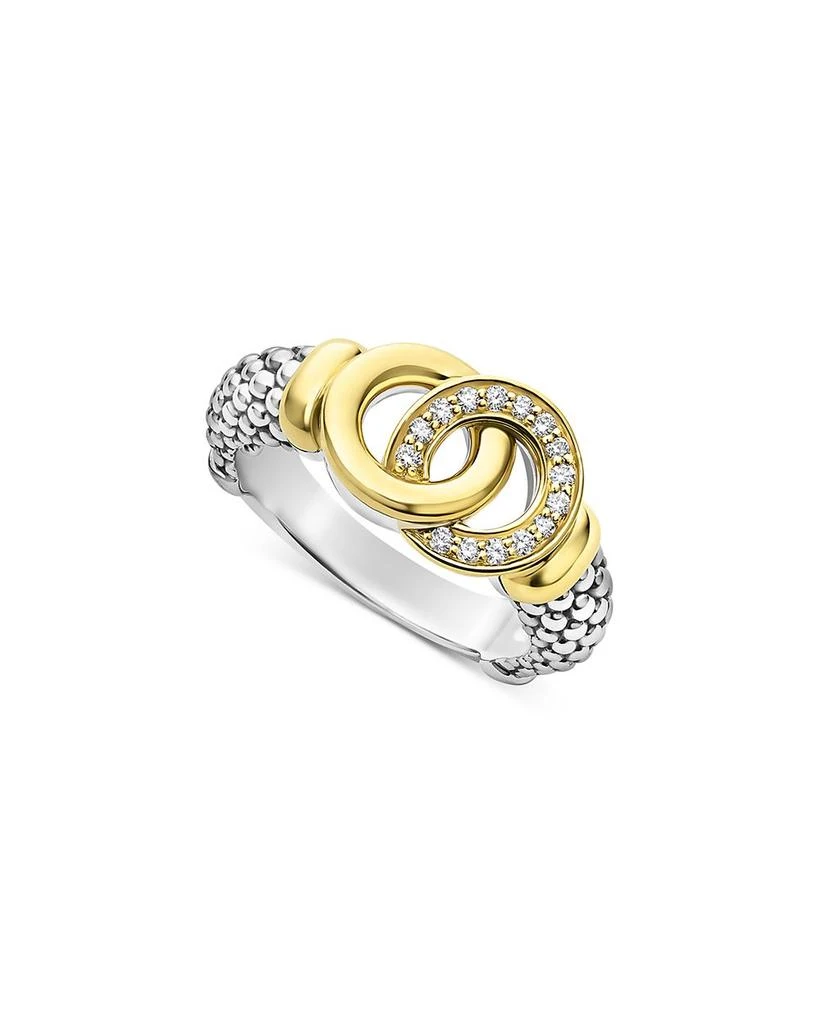 LAGOS Two Tone Interlocking Diamond Ring, 0.11 tcw 1