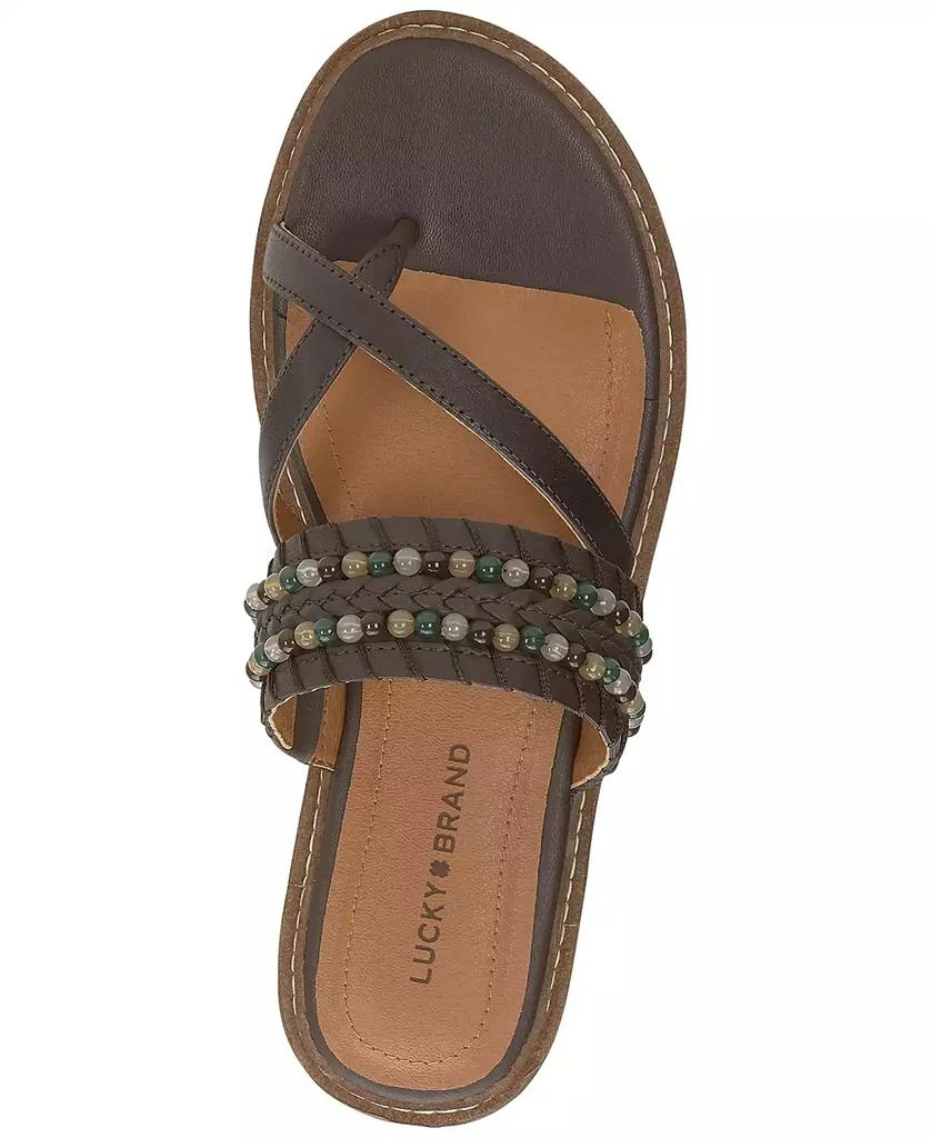 Lucky Brand Women's Kaykey Beaded Crisscross Flat Sandals 4