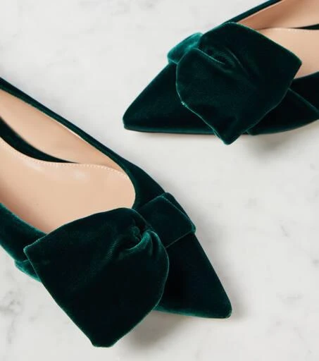 Gianvito Rossi Bow-detail velvet ballet flats 5
