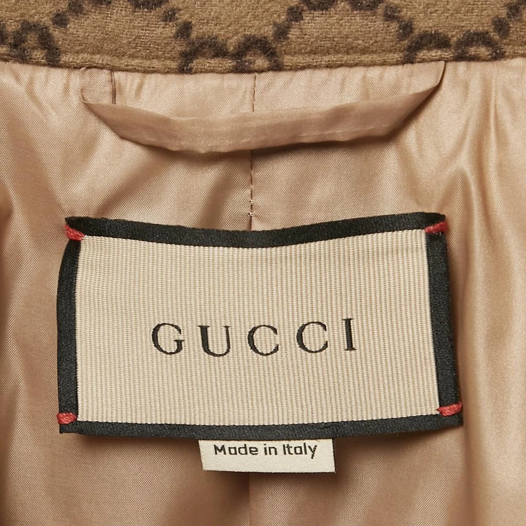 Gucci Gucci Camel Brown Brushed GG Flannel Wool Button Front Jacket S 4