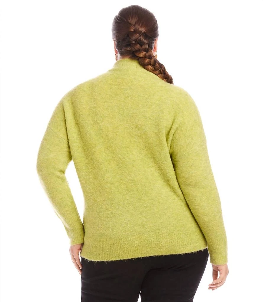 Karen Kane Plus Size Mock Neck Boucle Sweater In Moss 3
