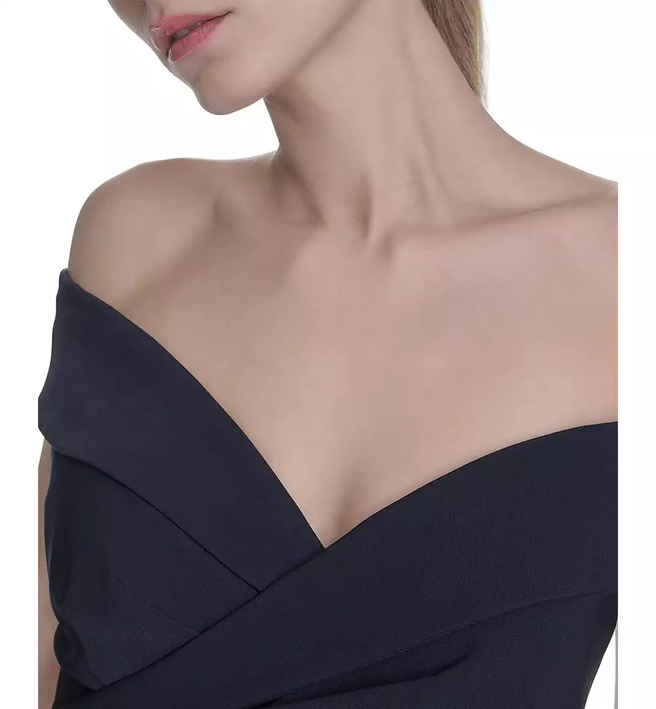 Eliza J Petite Off-The-Shoulder Side-Drape Crepe Gown 4