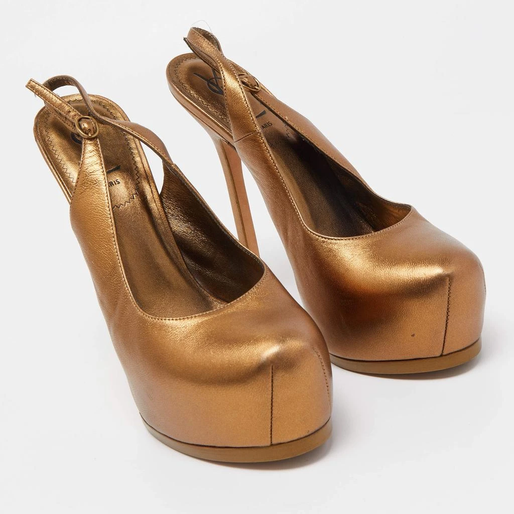 Yves Saint Laurent Saint Laurent Metallic Leather Tribtoo Slingback Pumps Size 38.5 4