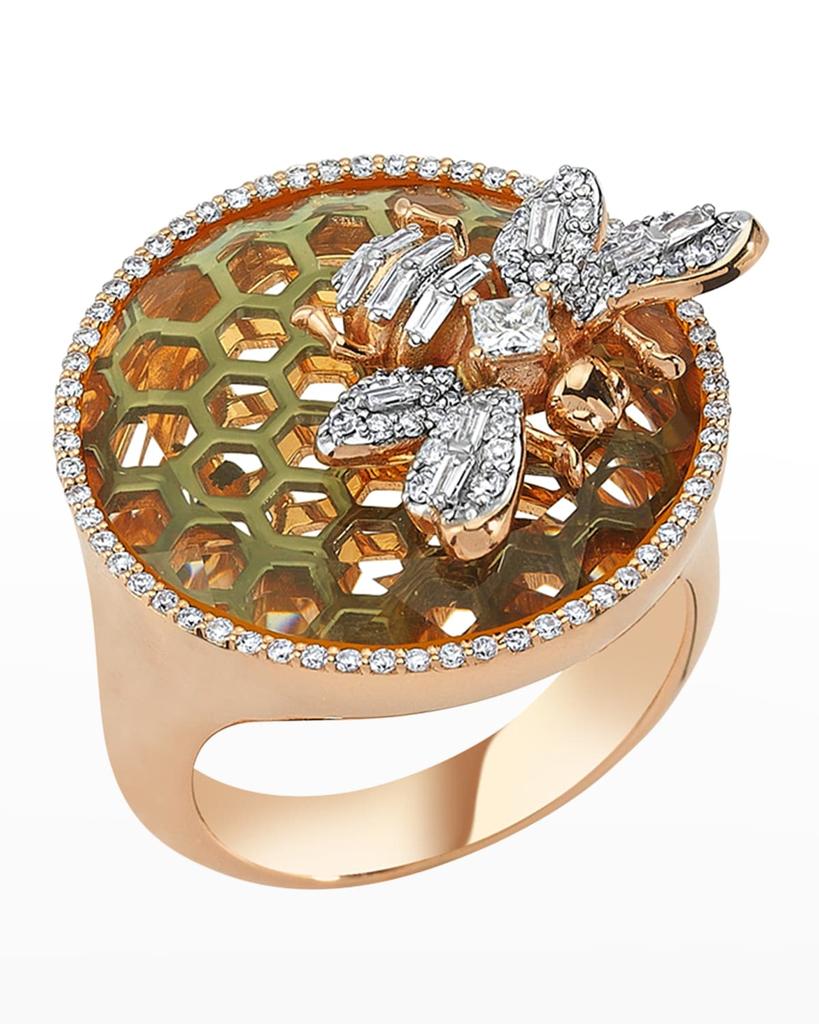 Bee Goddess Honeycomb Diamond Ring