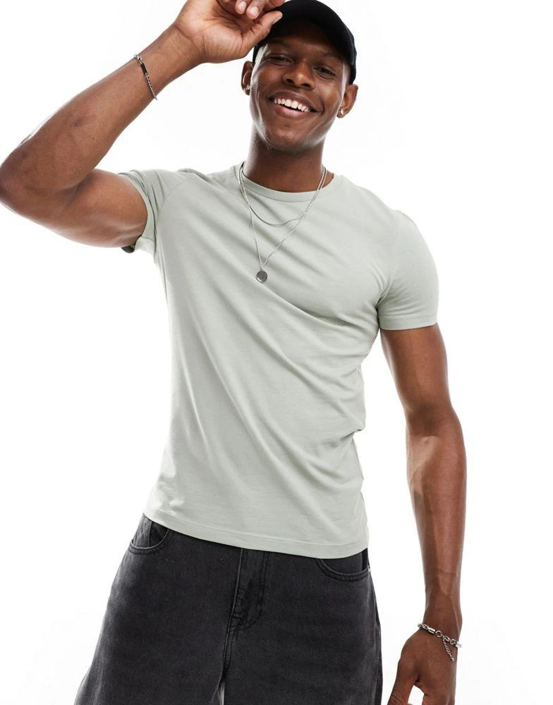 ASOS ASOS DESIGN essential muscle fit t-shirt in light green 1