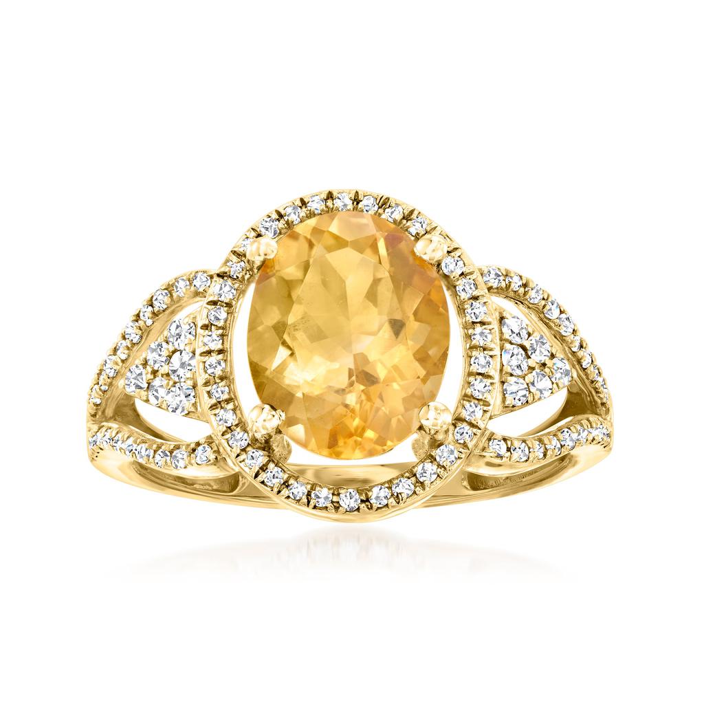 Ross-Simons Ross-Simons Citrine and . Diamond Ring in 14kt Yellow Gold