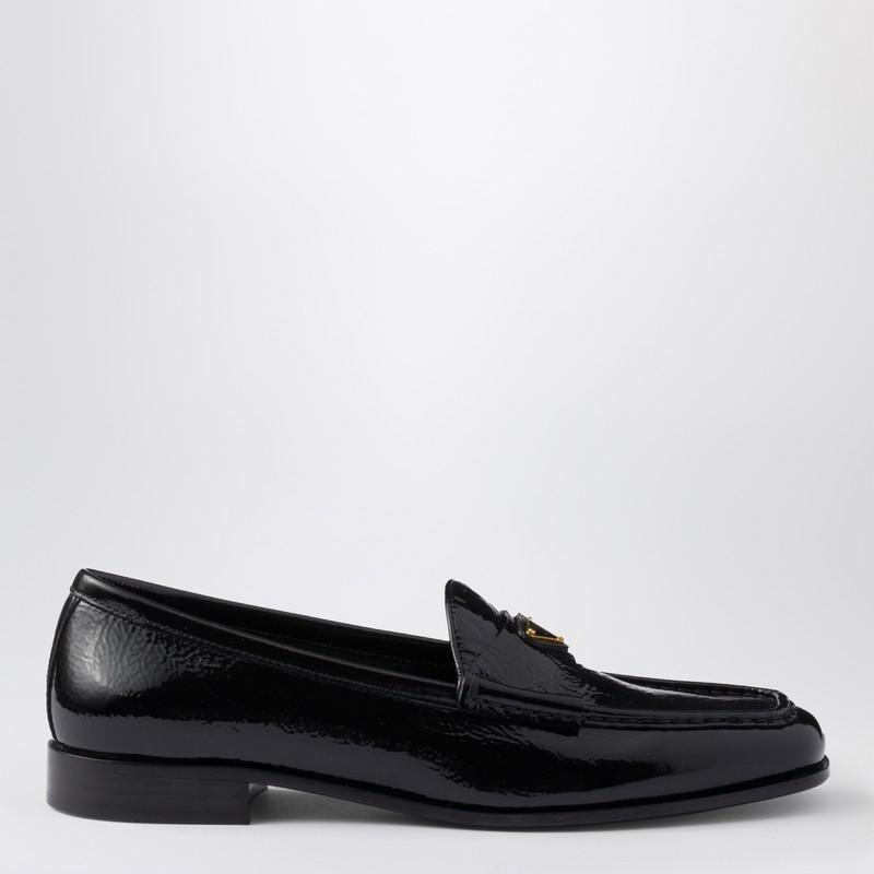 Prada Prada Enamel-Triangle-Logo Suede Loafers - Shoes
