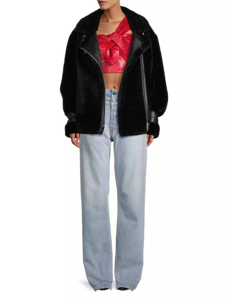 Nicole Benisti Grand Dyed Shearling & Leather Coat 2