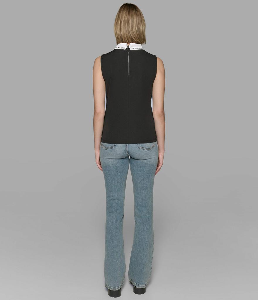 Karl Lagerfeld Paris SLEEVELESS EMBROIDERED COLLAR TOP