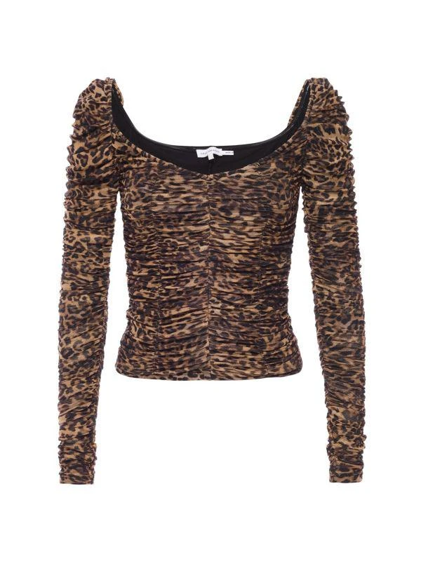 Good American Ruched Cheetah-Print Mesh Top 5