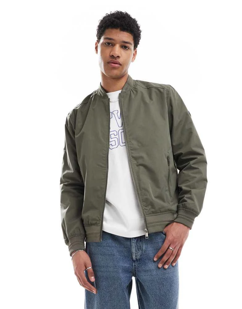 Threadbare Threadbare 'predict' showerproof classic bomber jacket in khaki 1