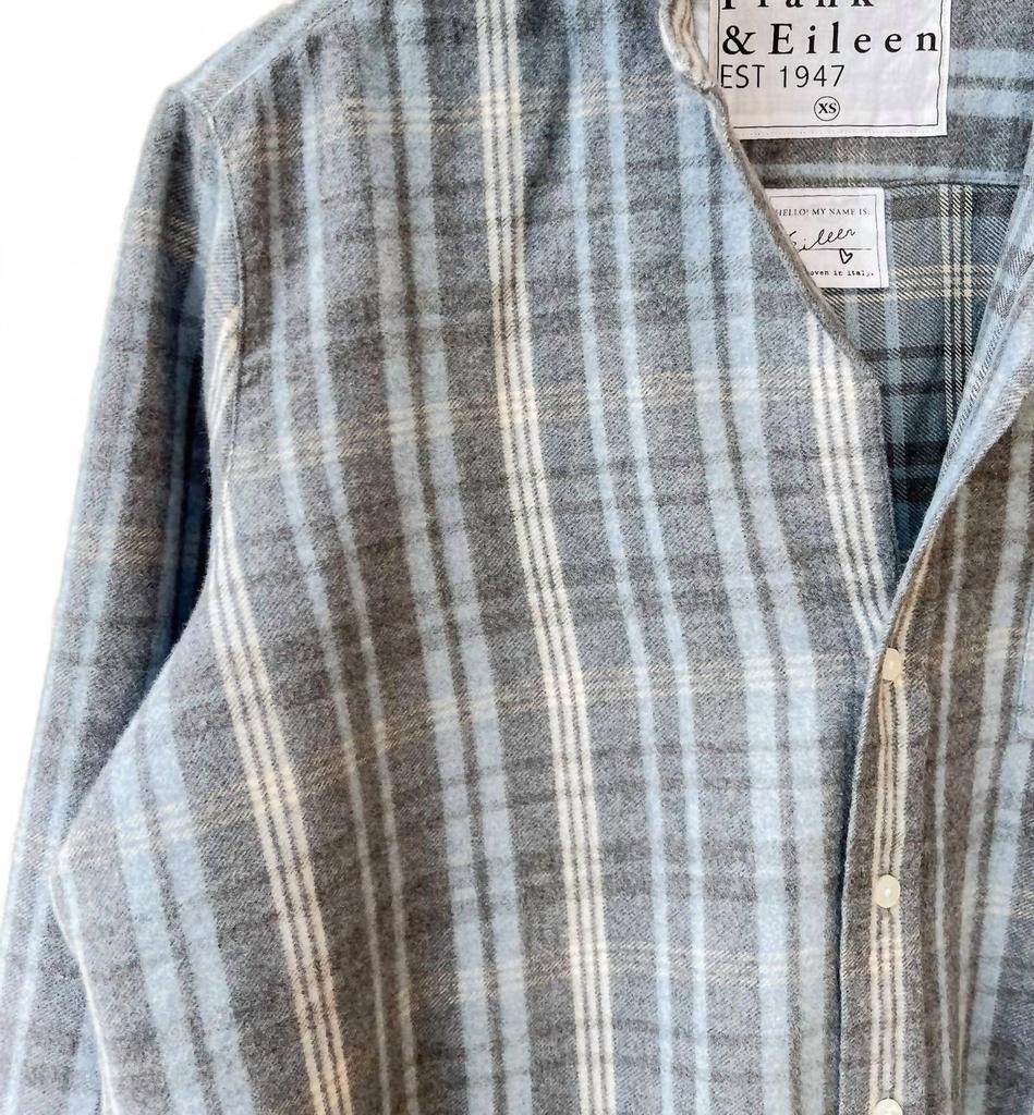 Frank & Eileen Eileen Relaxed Button-Up Shirt In Grey Cream Plaid