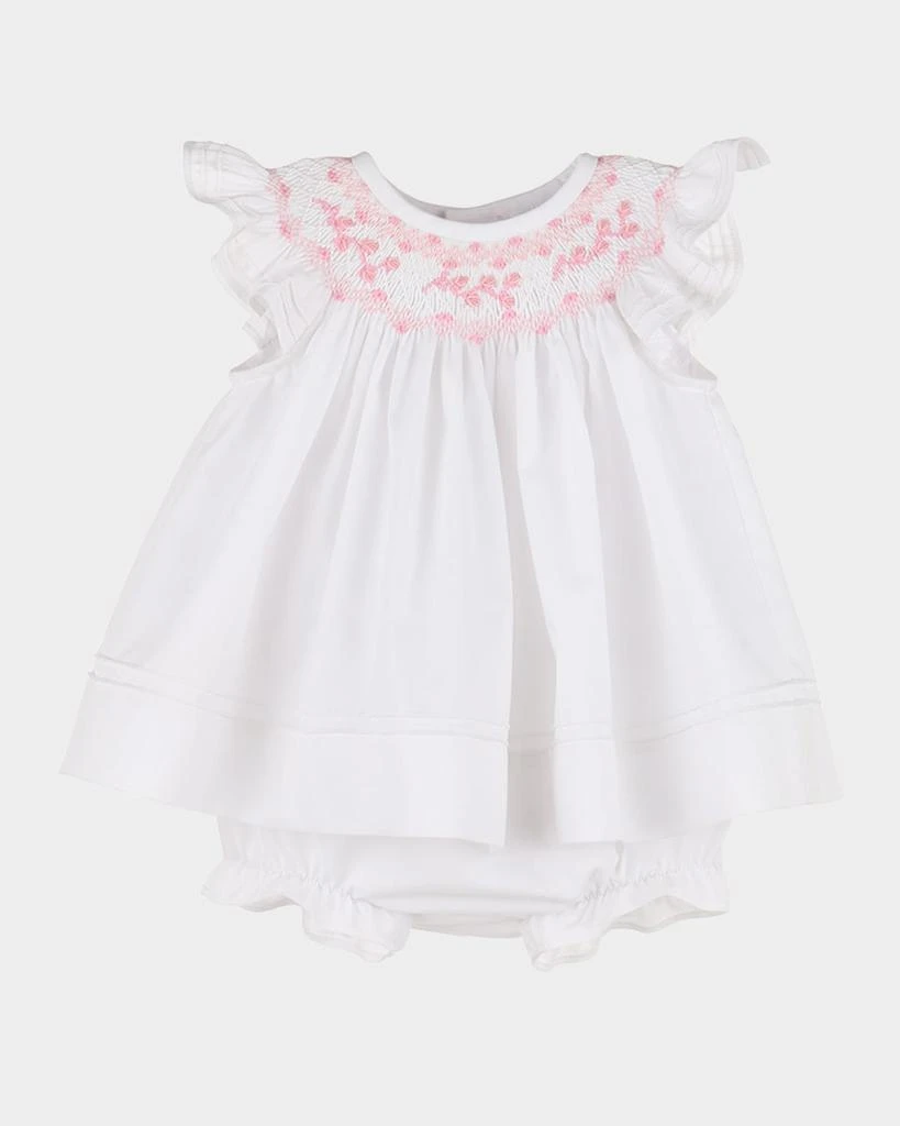 Luli & Me Girl's Smocked Bishop Dress W/ Bonner & Bloomers, Size Newborn-9M 1