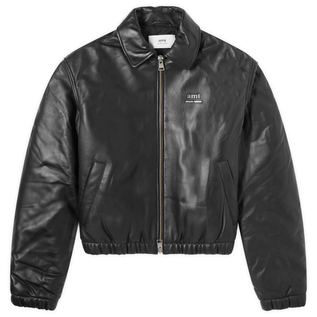 AMI AMI Paris Padded Leather Jacket 1