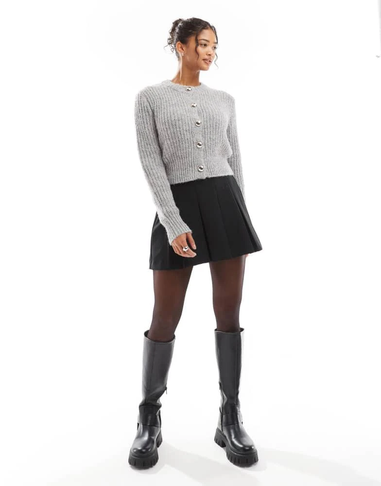 Bershka Bershka chunky cardigan in grey 4
