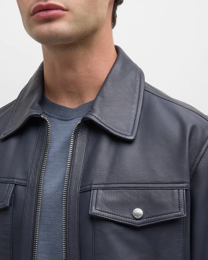 Hugo Boss Men's Leather Full-Zip Jacket 6