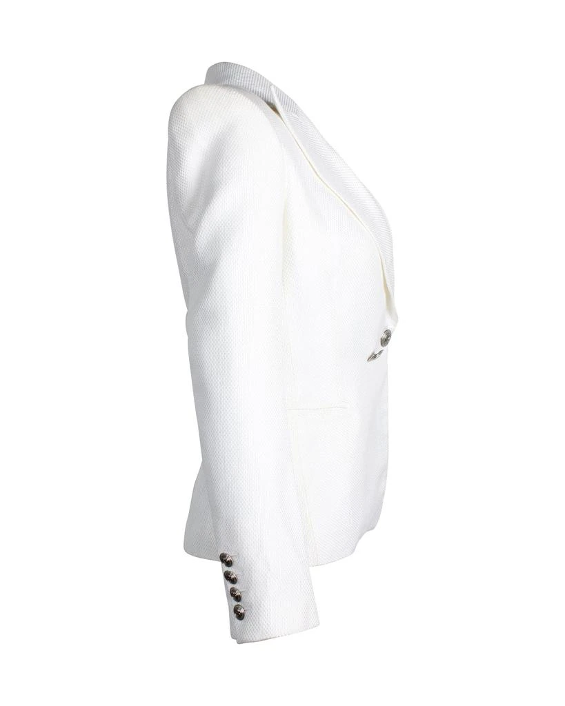 PIERRE BALMAIN Peak Lapel Double-Breasted Blazer in White Cotton 2
