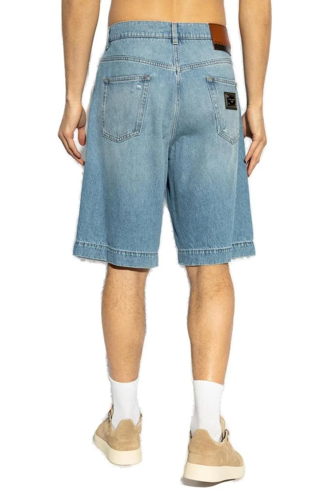 Dolce 
Gabbana Dolce 
Gabbana Logo Plaque Distressed Denim Shorts 3