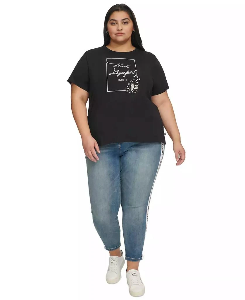 Karl Lagerfeld Paris Plus Size Pin Logo Short-Sleeve T-Shirt, First@Macy’s 4