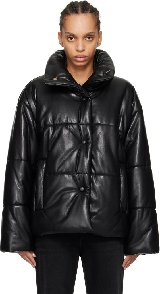 Nanushka Black Hide Faux-Leather Puffer Jacket 1