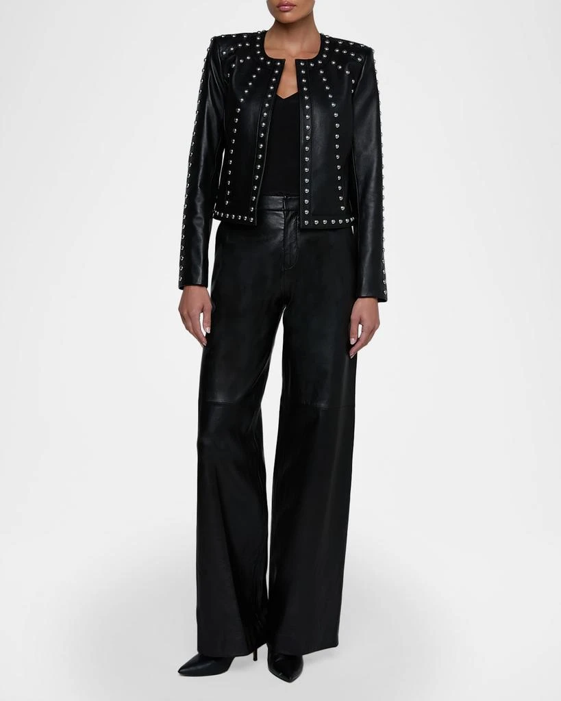 L
Agence Fia Studded Collarless Leather Jacket 2