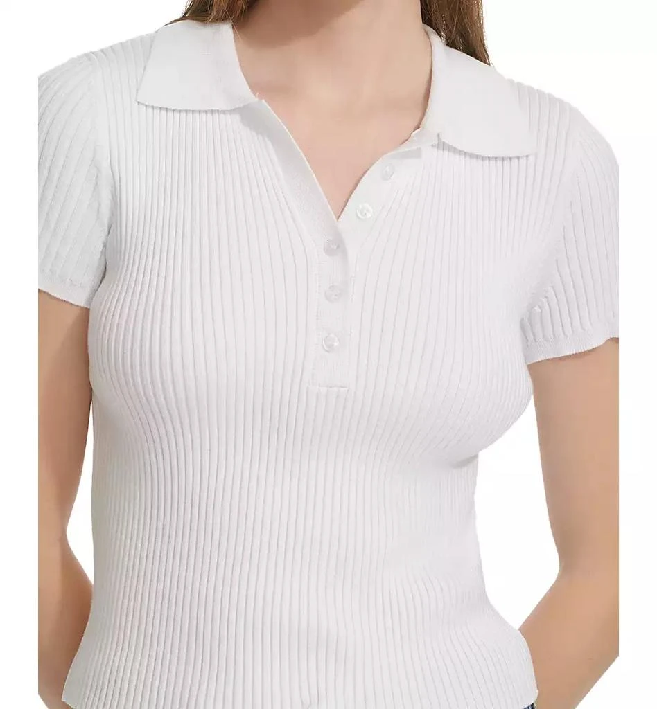 Calvin Klein Women's Ribbed Short-Sleeve Polo Shirt 4