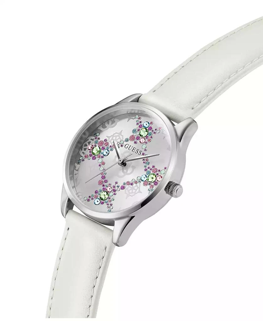 GUESS Women's Analog White Genuine Leather Watch, 36mm 5