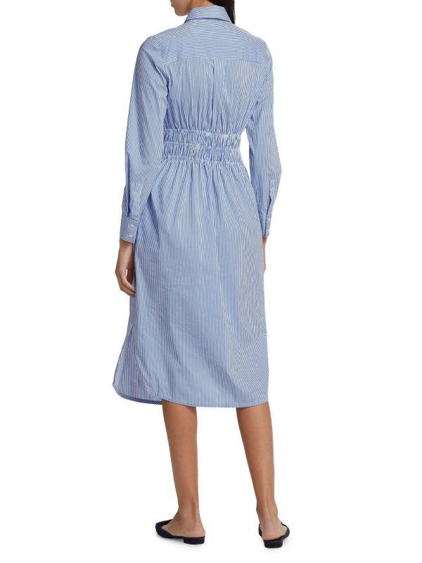 blue pinstripe tie waist shirt dress Holly Blue Stripe Tie Up Shirt Mini Dress - US 0 main image 1