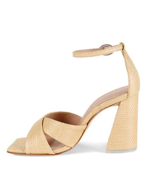 Black Suede Studio Chelsea Raffia Block Heel Sandals 4