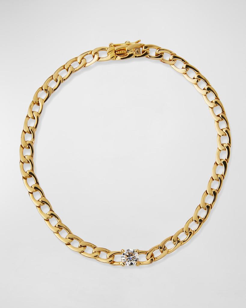 Anita Ko 18k Yellow Gold Plain Chain-Link Bracelet with Diamond Center