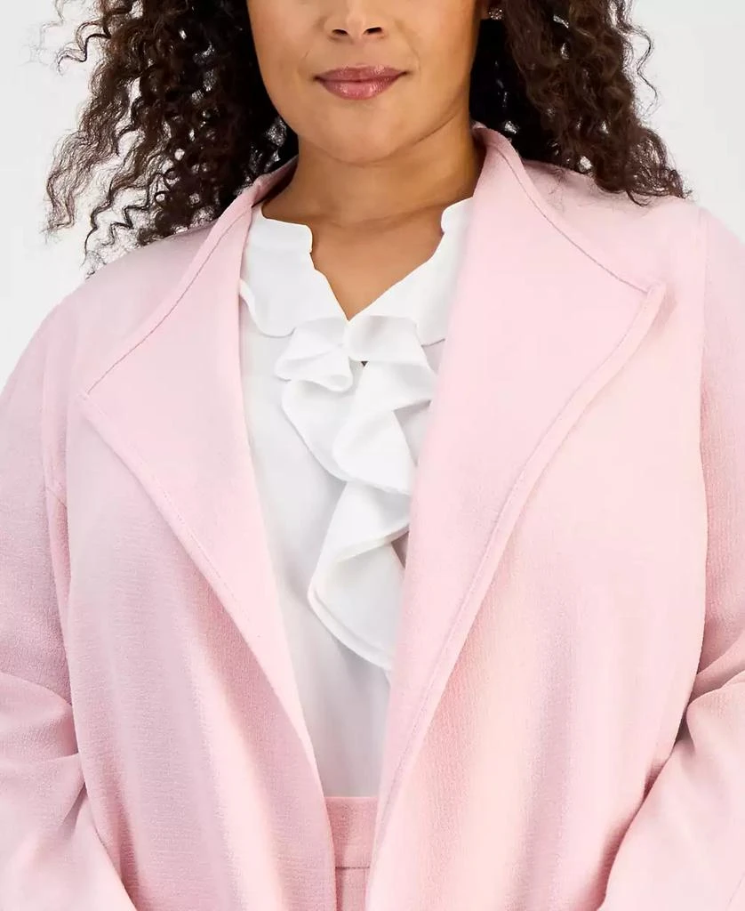Kasper Plus Size Melange Crepe Drape-Lapel Open-Front Blazer 3