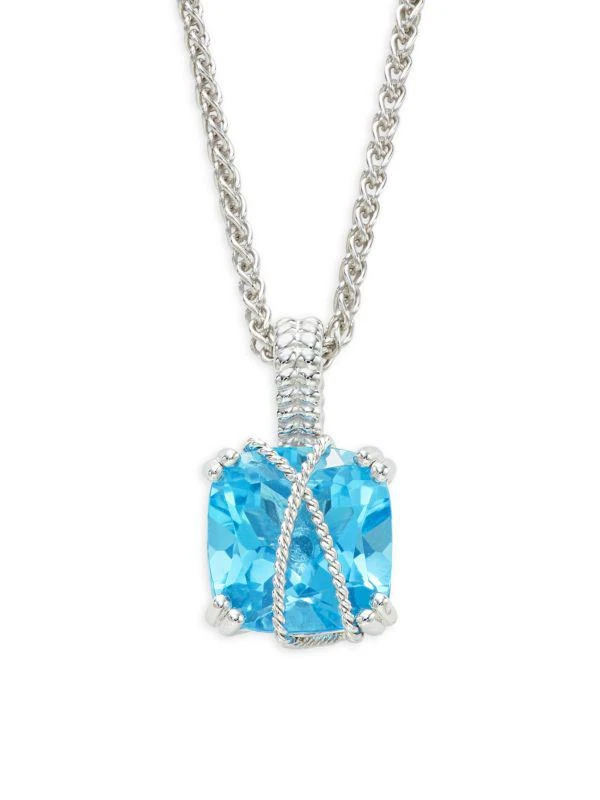 Shop Sterling Silver Blue Topaz Pendant Necklace on Sale at