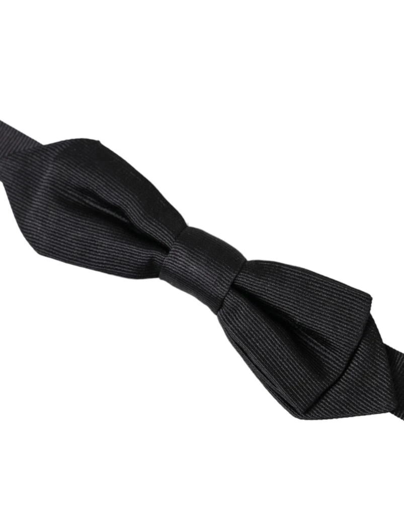 Dolce & Gabbana Black Silk Adjustable Neck Men Bow Tie 2