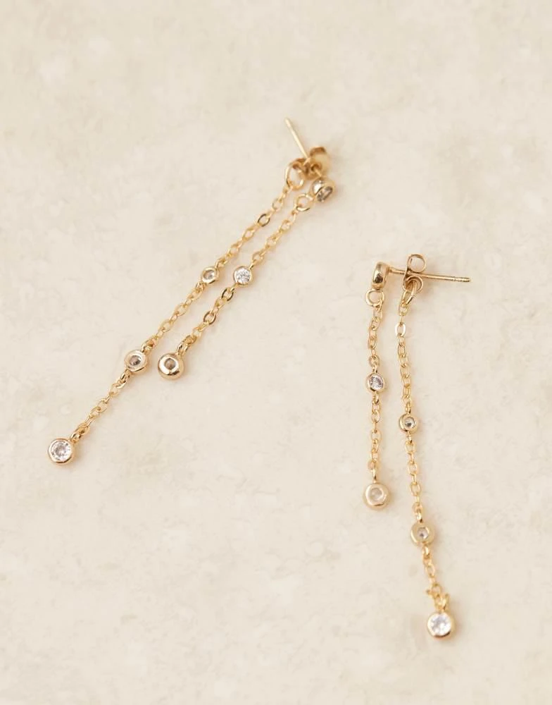 Accessorize Accessorize Z sparkle chain drop earrings in 14k gold plated 2