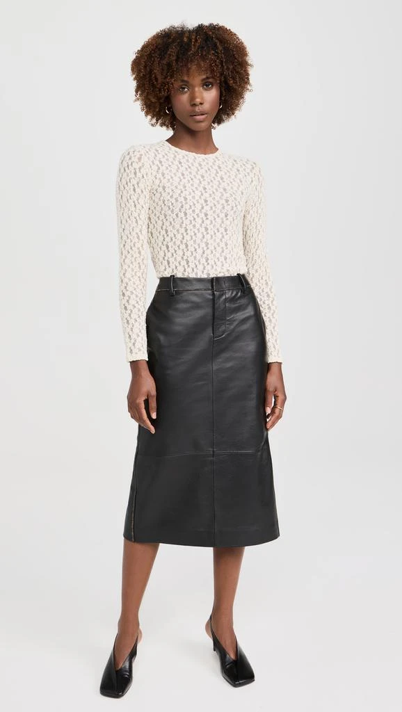 Vince Mid Rise Leather Pencil Skirt 4