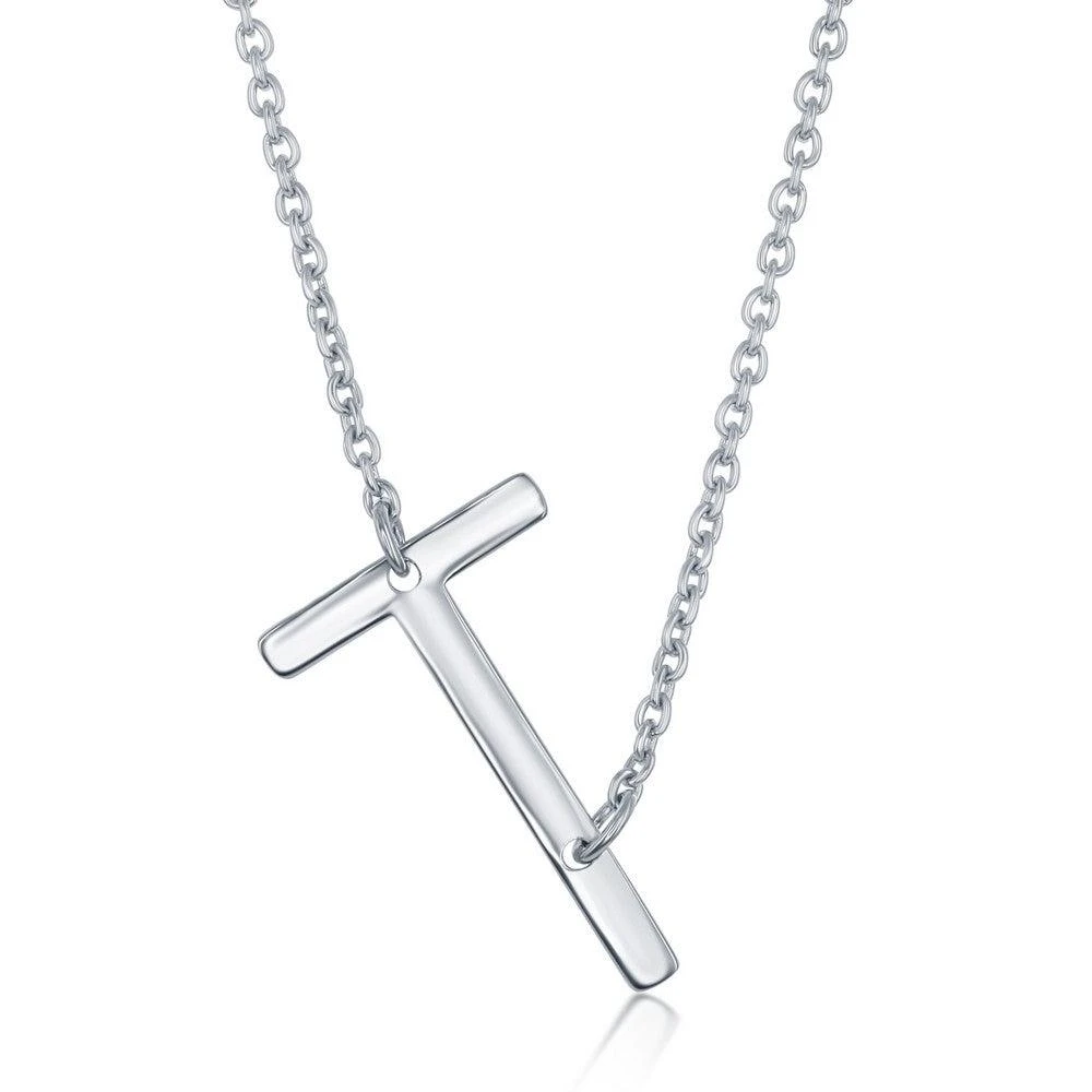 Simona Sterling Silver Sideways Initial Necklace 3