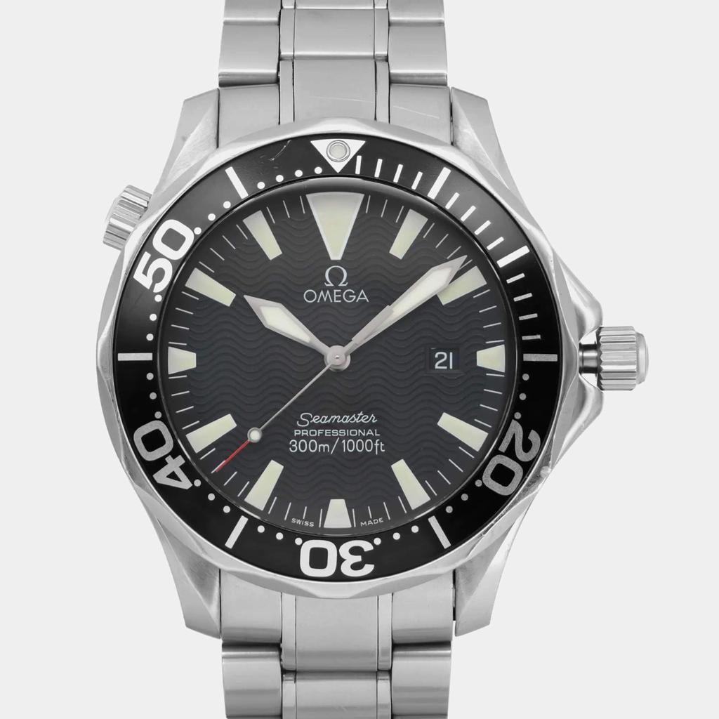 Omega Omega Black Stainless Steel Seamaster Diver 300 M 2264.50.00 Quartz Men's Wristwatch 41mm