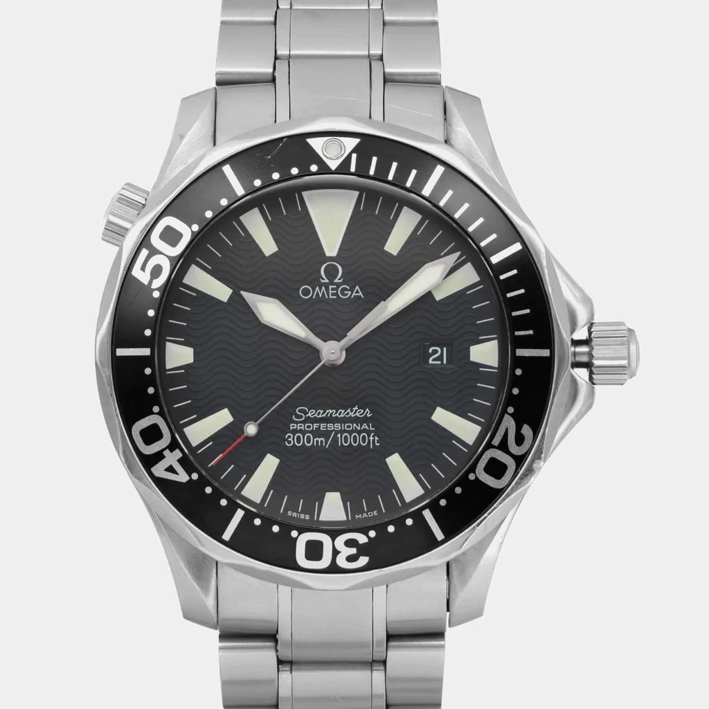 Omega Omega Black Stainless Steel Seamaster Diver 300 M 2264.50.00 Quartz Men's Wristwatch 41mm 2
