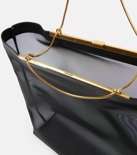 Khaite Augusta leather-trimmed mesh shopper 3