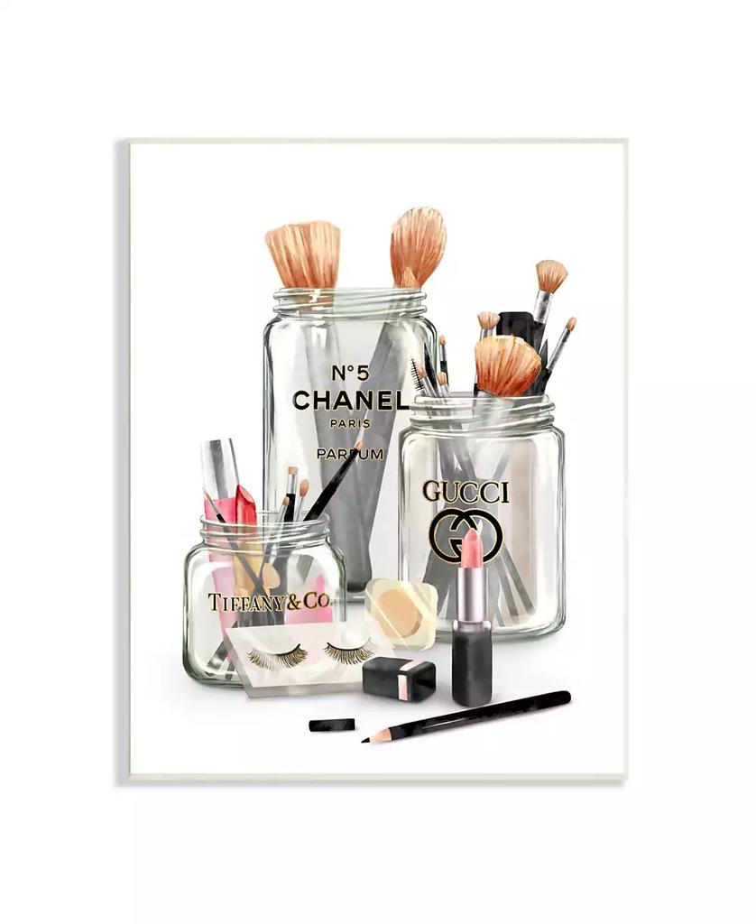 Stupell Industries Fashion Brand Makeup in Mason Jars Glam Design Wall Plaque Art, 10" x 15"