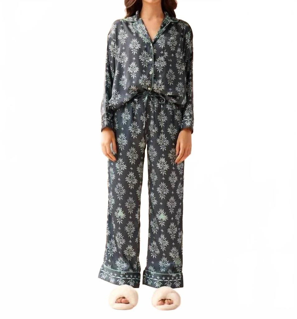 OMIKA Long Sleeve Pj Pant Set In Goa Lotus Ink