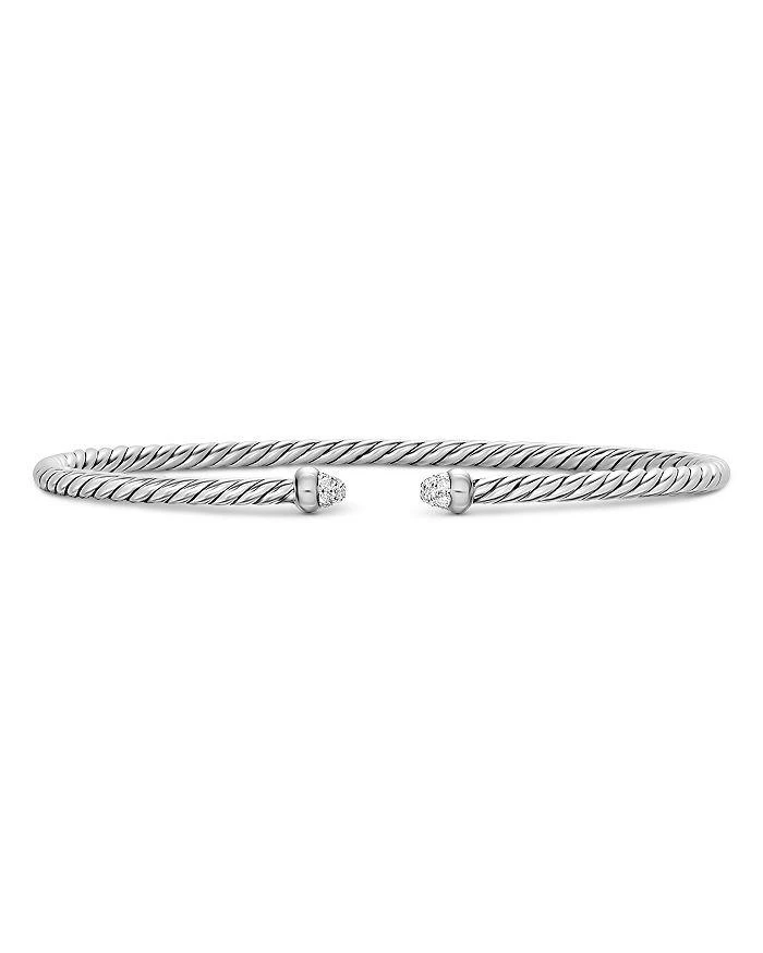 David Yurman Micro Cable Flex® Bracelet in Sterling Silver with Diamonds, 2.6mm