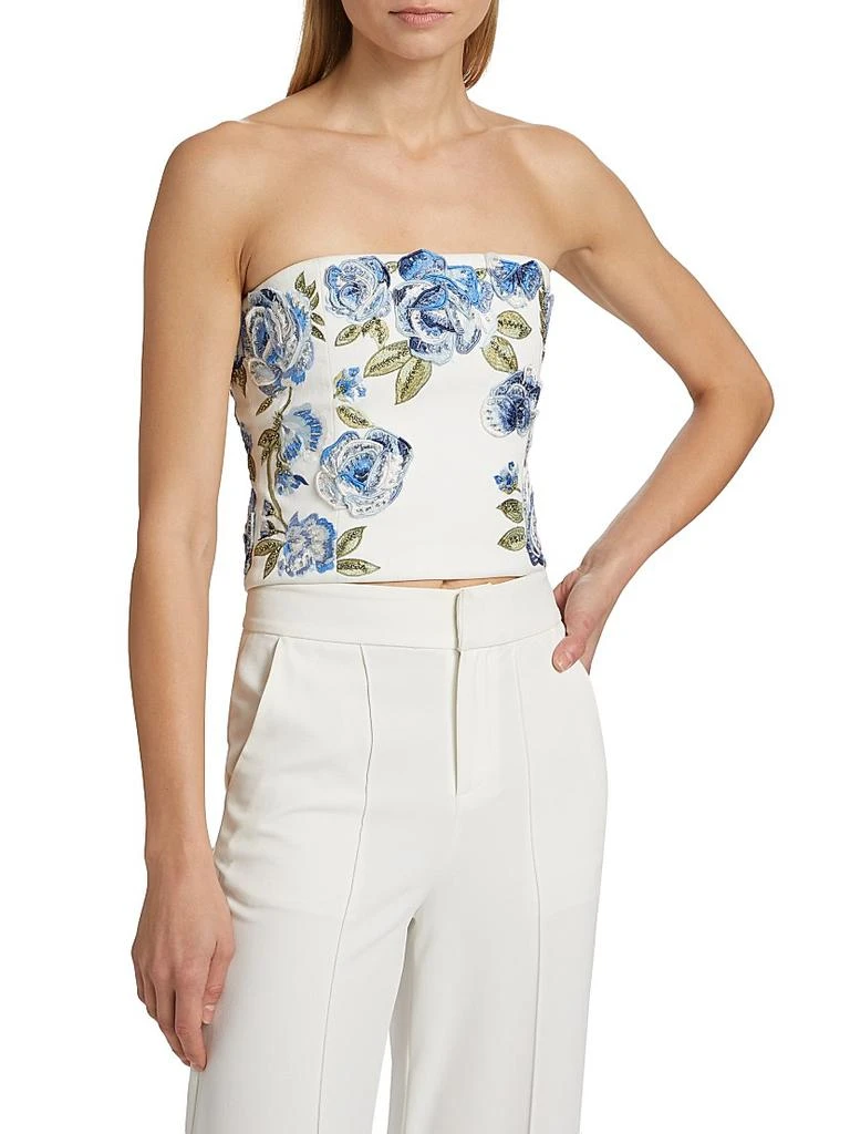 Alice + Olivia Cece Floral Embroidered Crop Top 3