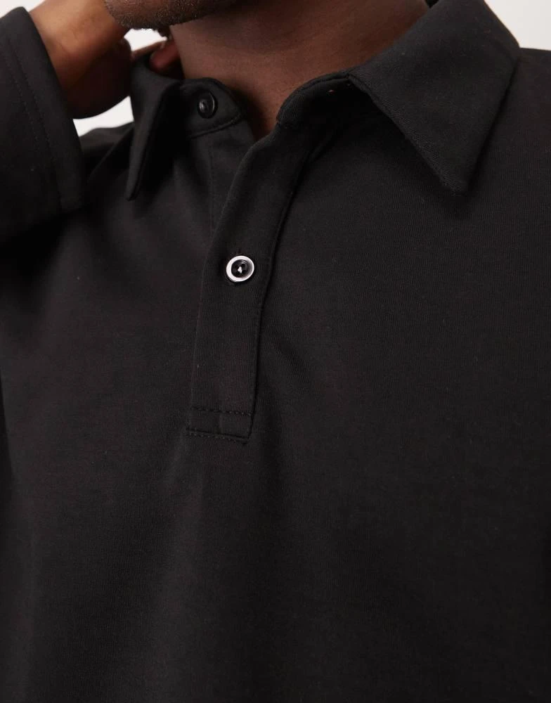 ASOS ASOS DESIGN oversized dropped shoulder cropped polo in scuba in black 4
