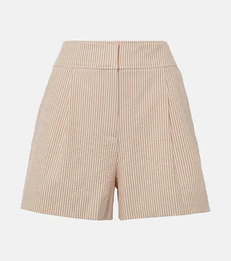 VERONICA BEARD Haina high-rise cotton seersucker shorts 1
